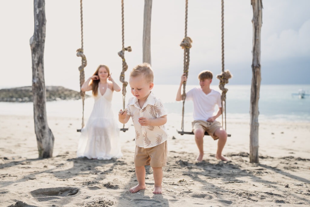 Family photo at Kuta Beach, Bali