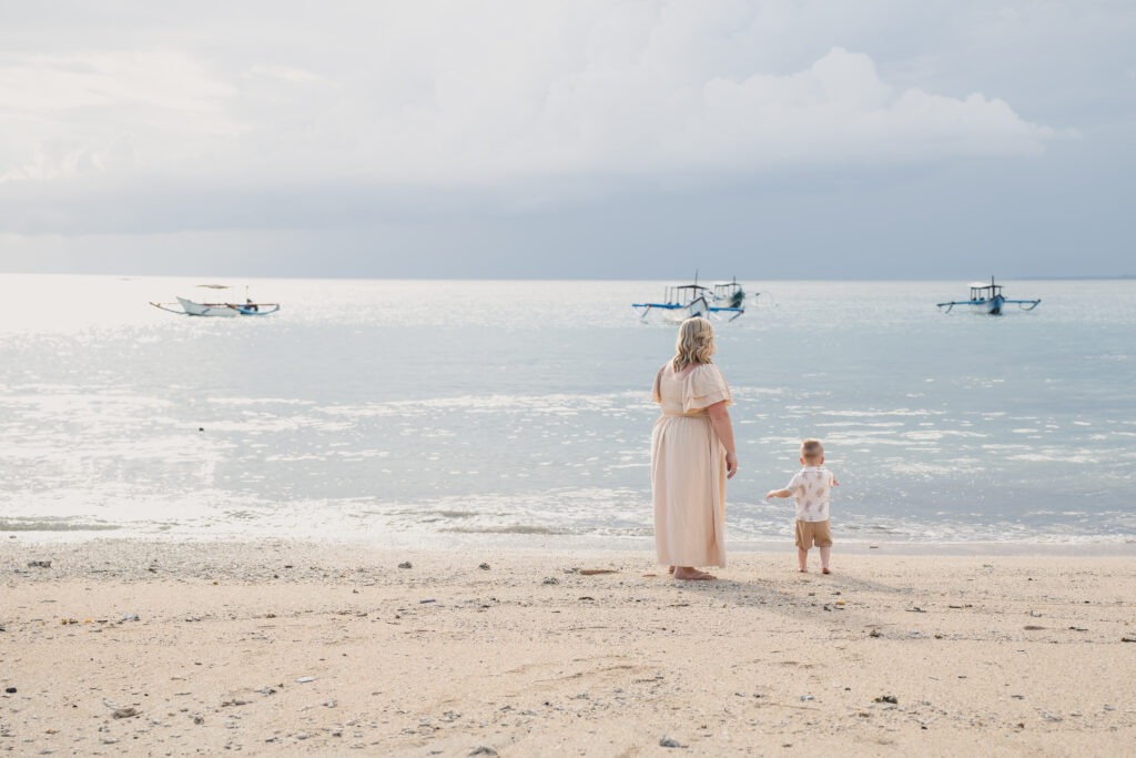 Family photo at Kuta Beach, Bali